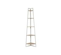DANGA - Etagère d'Angle Métal Blanc Plateau Imitation Bois