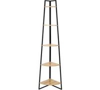 AltoBuy DANGA - Etagère d'angle Métal Noir Plateau Imitation Bois