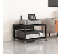 Étagère d'angle moderne du milieu du siècle pour consoles de jeux, DVD et stéréo, support de tour élégant pour salon et configuration de jeu.