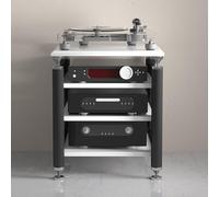 Étagère d'angle moderne et élégante pour TV et audio 62 x 57 x 78 cm - Tour de rangement pour DVD Home Cinéma - Design élégant noir et blanc