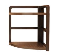 Étagère d'angle multifonction en bois à 2 couches pour bureau - Solution de rangement pour économiser de l'espace - Support d'angle pour la maison et le bureau