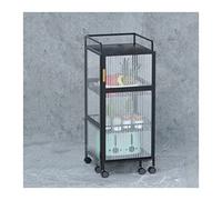 Étagère d'angle multifonction pour cuisine avec porte d'armoire, installation gratuite, chariot de rangement de légumes à 3 niveaux du sol au plafond, chariot roulant - Couleur noire