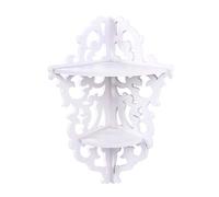 Étagère d'angle Murale à 2 Etages Étagère Murale d'angle 2 Niveaux Design Creux pour CD Plantes Livres Ornements Salon Salle de Bain Chambre Blanc