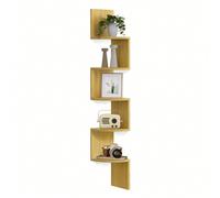 Étagère D'angle Murale, Étagère De Rangement À 5 Niveaux, Pour Chambre À Coucher, Salon, Couleur Chêne Naturel Beige