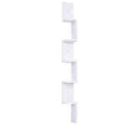 Étagère d'angle murale - HOMCOM - à 5 niveaux forme zigzag gain de place - bois - hauteur 120 cm - blanc