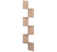 Étagère d'angle murale - HOMCOM - rangement forme zigzag 5 niveaux gain de place - bois - 20x20x126cm - chêne clair