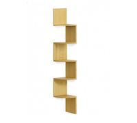 Étagère d'angle Murale Relaxdays, H x L x P : 125 x 20 x 20 cm, 5 étagères, MDF, Design en Zigzag, Naturel