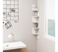 Vidaxl Étagère D'angle Murale Blanc 20x20x127,5 Cm Bois D'ingénierie Multicolore
