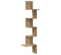 vidaXL Étagère d'angle murale 32x32x127,5 cm – Chêne artisanal, Forme S, Capacité 60 kg