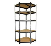 Étagère d'angle noire charges lourdes - en métal 5 plateaux - 875 Kg - 180x75x40