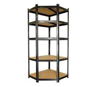 Étagère d'angle noire charges lourdes - en métal 5 plateaux - 875 Kg - 180x75x40