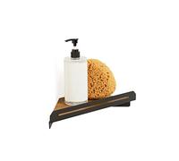 Étagère d'angle Noire Mate avec Insert en Bois de Teck Naturel