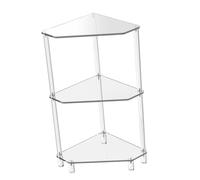 Étagère d'angle portable en acrylique avec trois niveaux pour une utilisation efficace de l'espace dans n'importe quelle pièce