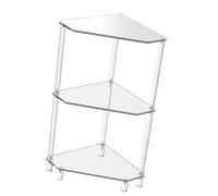 Étagère d'angle portable en acrylique avec trois niveaux pour une utilisation efficace de l'espace dans n'importe quelle pièce