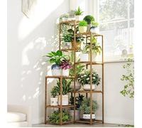 Étagère d'angle pour plantes intérieur/extérieur Bamworld 138.9 cm de haut, grande, classique, 12 pots JARDINIERE
