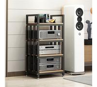 Étagère d'angle pour support multimédia AV à 4 niveaux, support multimédia audio-vidéo de grande capacité/centre de divertissement, capacité de charge de 881 lb, amplificateur/haut-parleurs/lecteurs
