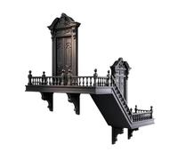 Étagère d'Angle Rangement D'Angle D'Exposition Vintage Avec Rambarde | Étagères Murales Noires Pour Maison de Campagne Bureau Fête Anniversaire Livre Bougie Jardinière Cadre