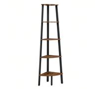 Étagère d'angle, Rangement, Montage Facile, avec cadre Métallique, noir, Marron Marron