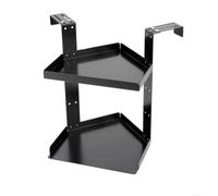 Étagère d'angle réglable pour cabine de bureau, étagère de rangement de bureau en métal à 2 niveaux avec crochets, solution d'organisation peu encombrante, étagère noire compacte