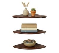 Étagère d'angle Relaxdays, 3 x 18 x 18 cm, Noyer, Salon, déco, Charge 5 kg, Suspendue, Brun foncé