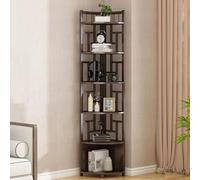 Étagère d'angle rétro en bois massif - Armoire d'angle indépendante pour chambre à coucher, salon, cuisine, salle de bain - Présentoir élégant (couleur : sans porte)