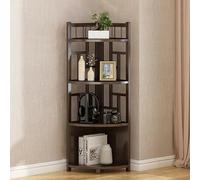 Étagère d'angle rétro en bois massif - Armoire d'angle indépendante pour chambre à coucher, salon, cuisine, salle de bain - Solution de rangement élégante (couleur : sans porte)