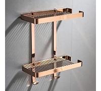 Étagère d'angle robuste en laiton pour salle de bain, porte-savon et shampooing avec crochet de vidange résistante à la rouille pour bouteilles de condiments