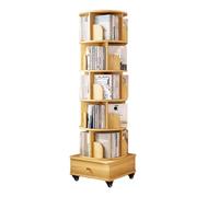 Étagère d'angle rotative à 360 degrés de 173 cm de haut, design stable, anti-chute, rangement en bois avec roues silencieuses universelles - Idéal pour la maison et le bureau
