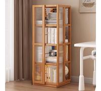 Étagère d'angle rotative à 360 degrés pour économiser de l'espace - Bibliothèque étroite et autonome - Couleur bois - 124 cm - Pour la maison et le bureau