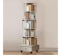 Étagère d'angle rotative à 360° - Étagère d'angle moderne en bois pour salon, chambre à coucher, entrée - Nizer élégante pour livres, ornements et collections (blanc)