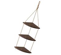 Étagère d'angle rustique marron avec séparateur de corde - Support mural pour plantes, fleurs et décoration d'intérieur - Parfait pour les petits nizats et les petits écrans