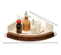 Étagère d'angle salle de bain en bois montage mural sans perçage panier triangulaire étanche alliage d'aluminium design creux pour douche cuisine salon rangement organisateur noir blanc 30,5 x 22,5 x