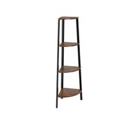 Bibliothèque - TECTAKE - Étagère d'angle NEWBRIDGE au style industriel en bois et acier sur 4 niveaux, 34 x 34 x 125 cm - Bois foncé