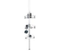 WENKO Purio - Coin de douche télescopique - Fixation sans perçage - En aluminium inoxydable - Avec 3 étagères réglables - Pour shampoing, gel douche, etc. - 35,5 x 188 - 280 x 19,5 cm
