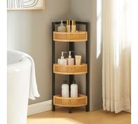 Étagère d'angle 'Tervola' avec 3 étagères aspect rotin 80 x 23 x 23 cm Noir / Bambou