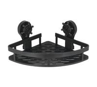 Étagère d'angle triangulaire de salle de bain - Support mural sûr à ventouse - Support d'angle flottant avec design de dépôt d'eau et poignée fixe - Chariot de douche compact pour le rangement des