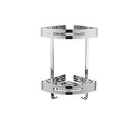Étagère d'angle triangulaire en acier inoxydable noir - Support mural double rangement pour salle de bain - Design carré peu encombrant, solution de rangement durable et élégante