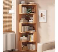 Étagère d'angle vintage industrielle en bois massif - Élégante bibliothèque peu encombrante pour salon, chambre à coucher et bureau - Solution de rangement indépendante - Décoration d'intérieur