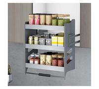 Étagère d'assaisonnement pour armoire de cuisine à 3 niveaux avec panier à bols relevables, organisateur peu encombrant pour café à domicile