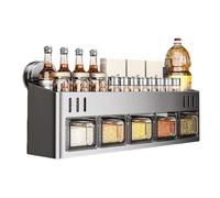 Étagère d'assaisonnement, support à ventouse double couche, sans perçage, organisateur mural pour bocaux et bouteilles, solution de rangement de cuisine pour armoire, -manger, présentoir d'épices