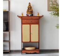 Étagère d'autel Bouddha, table en rotin, armoire d'autel en bambou avec tiroir, base de présentation antique, piédestal