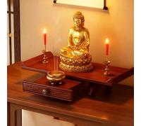 Étagère D'autel Bouddhiste Avec Étagère Coulissante, À Fixer Au Mur Ou À Poser Sur Un Bureau Support Pour Statue Bouddha Autel Table Méditation Meuble D'autel Pour Prière(DESKTOP,50CM/19.68")