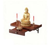 Étagère D'autel Bouddhiste Avec Étagère Coulissante, À Fixer Au Mur Ou À Poser Sur Un Bureau Support Pour Statue Bouddha Autel Table Méditation Meuble D'autel Pour Prière(WALL MOUNTED,40CM/15.74")