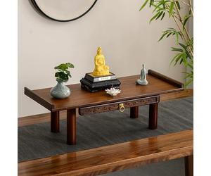 Étagère d'autel bouddhiste avec tiroirs rétractables, table de méditation rétro, sanctuaire de bureau pour statues de Bouddha et décoration spirituelle, peut contenir des portraits et des autels