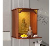 Étagère d'autel Bouddhiste Chinois, sanctuaire Bouddhiste, Niche Bouddhiste, Armoire Murale Moderne, Dieu de la Richesse, Table d'offrandes(Walnut,23.6 * 13.0 * 20.9in)