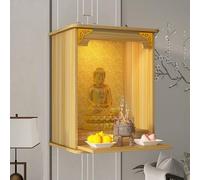Étagère d'autel Bouddhiste Chinois, sanctuaire Bouddhiste, Niche Bouddhiste, Armoire Murale Moderne, Dieu de la Richesse, Table d'offrandes(Wood,13.4 * 9.8 * 15.7in)