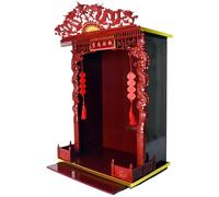 Étagère d'autel bouddhiste, support de statue de Bouddha, en bois sculpté à la main, méditation chinoise, sanctuaires bouddhistes, support mural, vitrine for la décoration de la maison(Red 2,55*35*25c