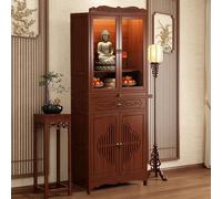 Étagère d'autel bouddhiste, table d'autel en bois naturel avec rangement, design rétro robuste pour Guan Gong Dieu de la richesse