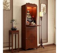 Étagère d'autel bouddhiste, table en bois naturel avec rangement, design rétro robuste pour Guan Gong Dieu de la richesse