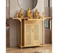 Étagère d'autel de Bouddha, Niche Bouddhiste en Bois, Table de méditation, Temple, Maison, Facile à Assembler, for Salon, Bureau(Wood Color,120x40x101cm)